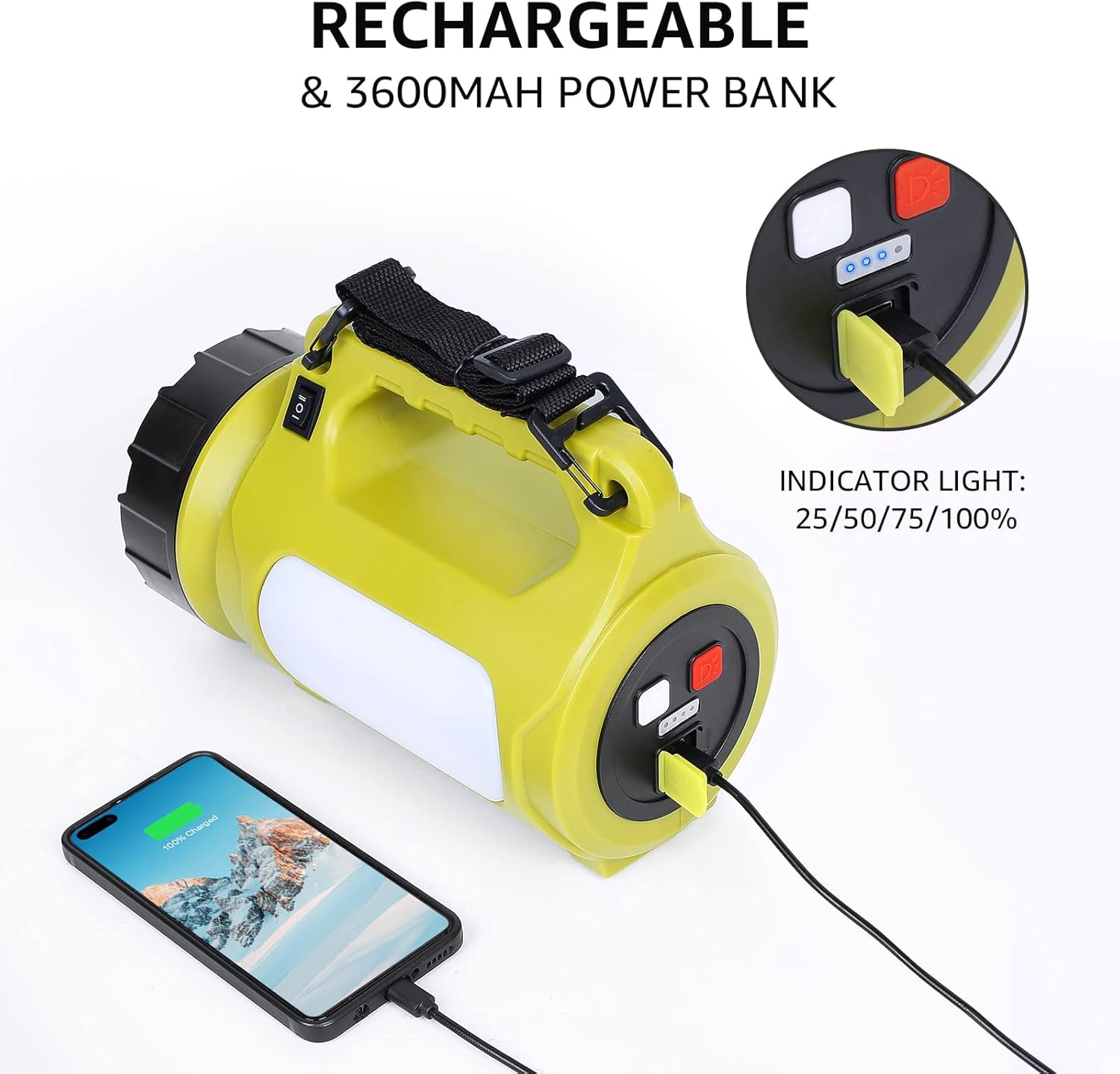 USB rechargeable lantern with bright LED light