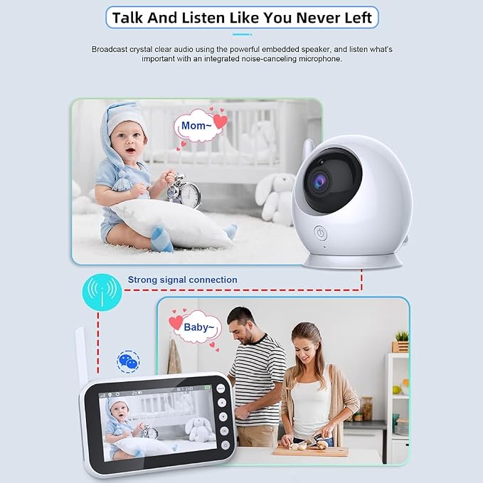 Handheld parent monitor featuring an antenna and side navigation buttons