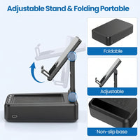 Portable phone stand with wireless speaker for home patio and outdoor use