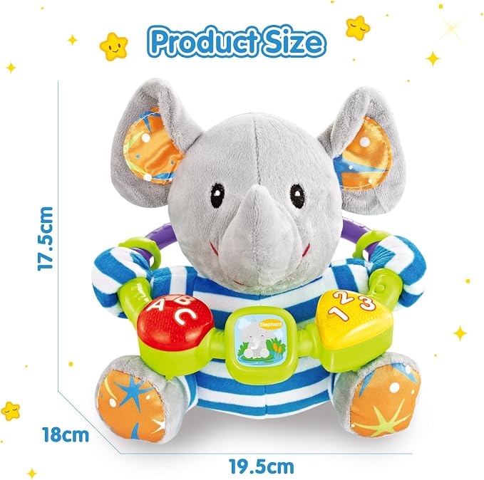 Lightweight plush elephant toy for home and travel use