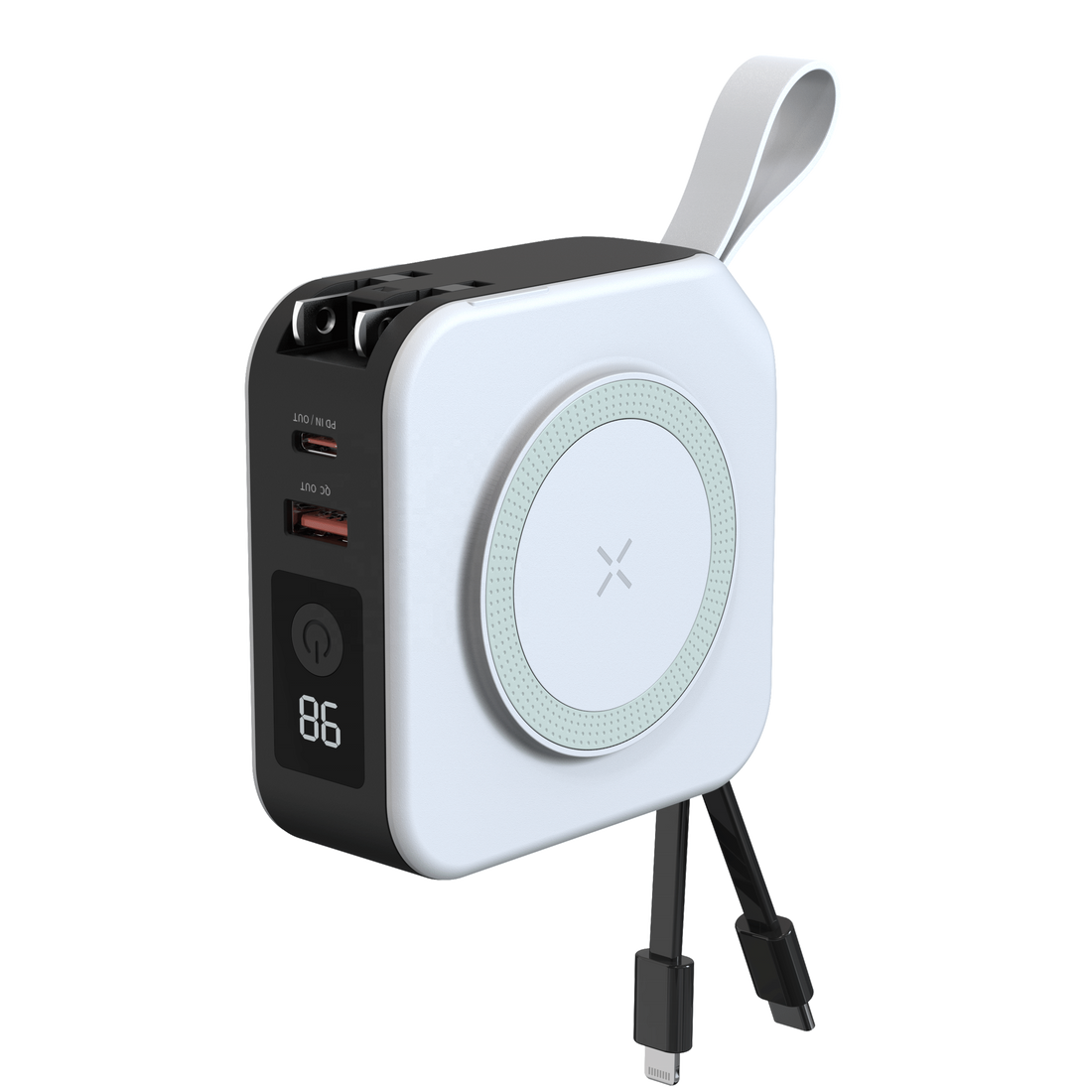 Portable Power Bank With LED Battery Display And Wireless Charging Support