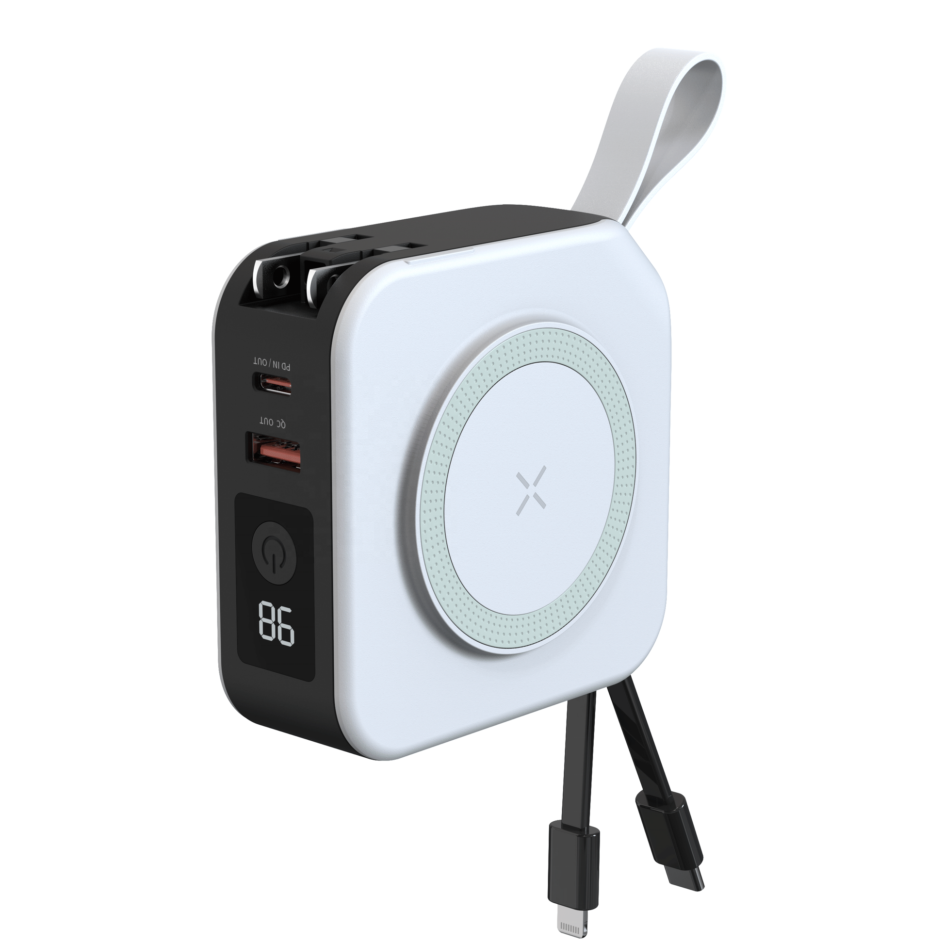 Portable Power Bank With LED Battery Display And Wireless Charging Support