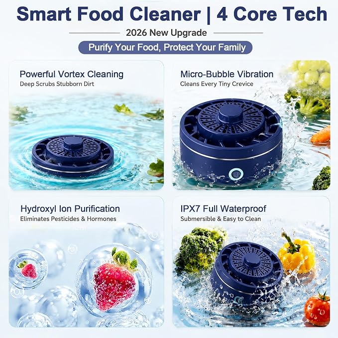 Portable produce washing device with compact automatic design