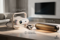 Portable projector entertainment kit for home and travel use