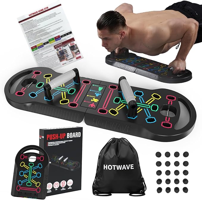 Portable foldable push up board for home gym strength training