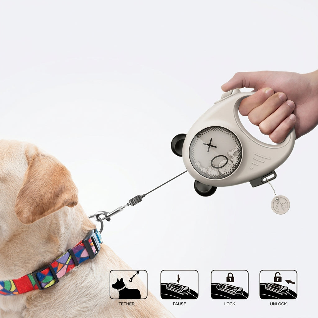 Portable retractable pet leash for everyday dog and cat walks