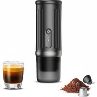 Portable self-heating espresso maker with compact rechargeable design