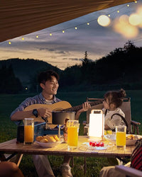 Portable solar-powered lantern for outdoor lighting and camping