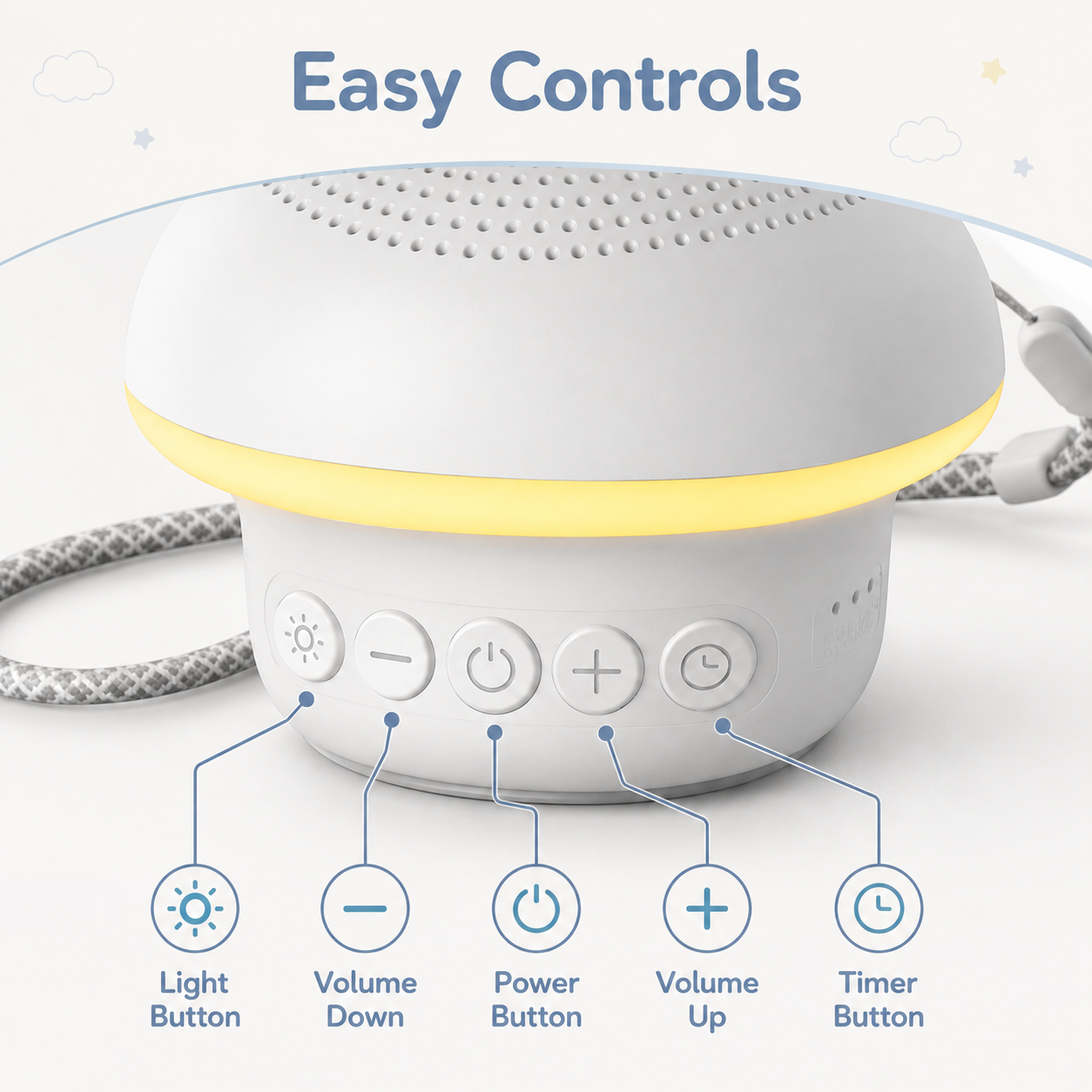 Portable Sound Machine with Power and Volume Controls
