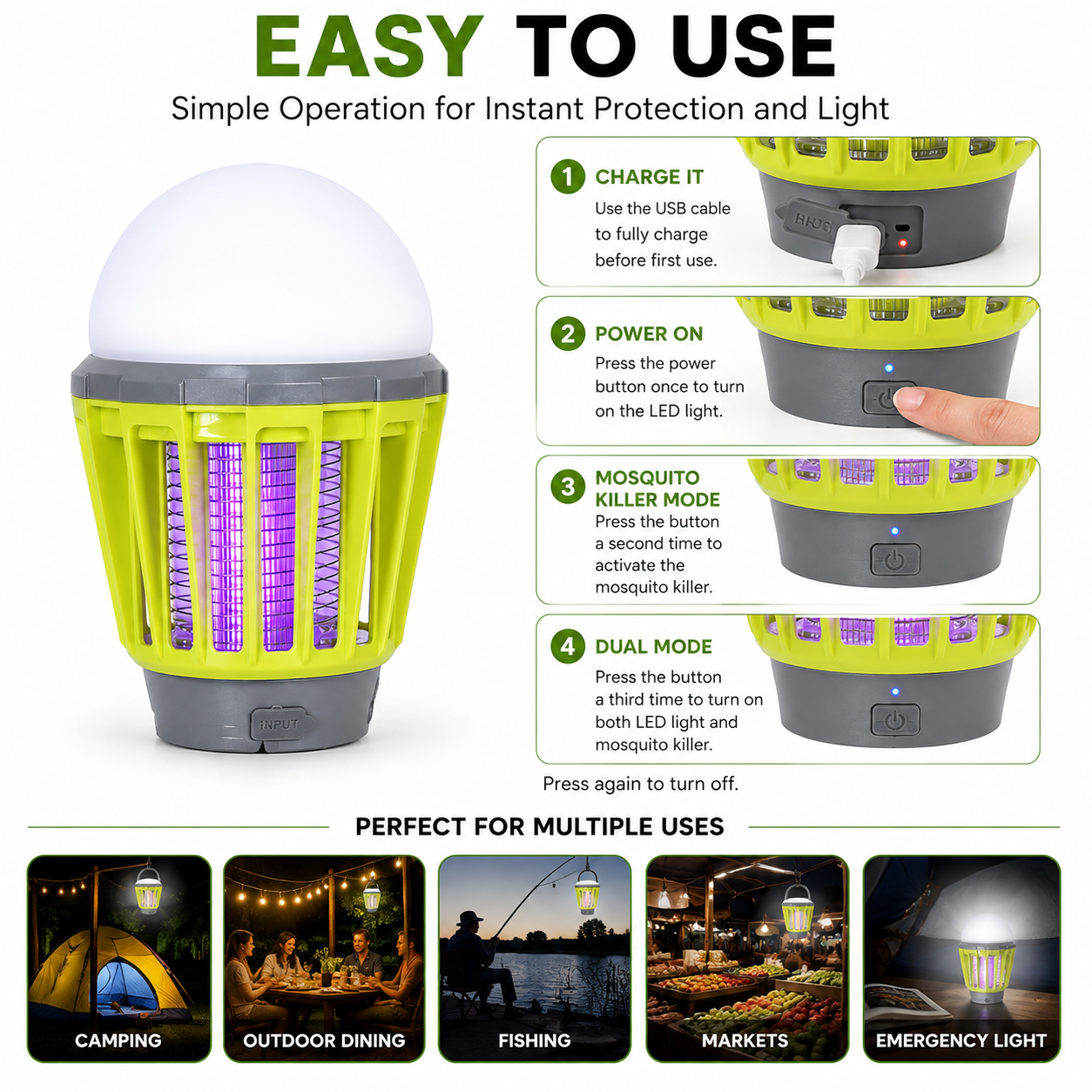 Portable tent lantern with mosquito control function