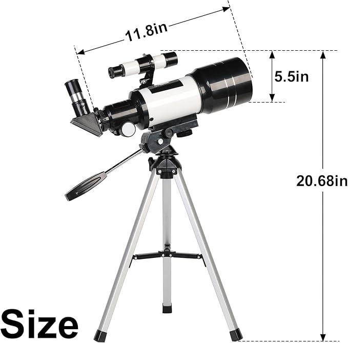 Portable travel telescope with 15X to 150X magnification range