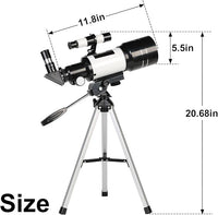 Portable travel telescope with 15X to 150X magnification range