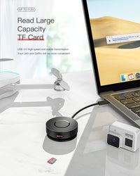 Portable USB C laptop hub side view