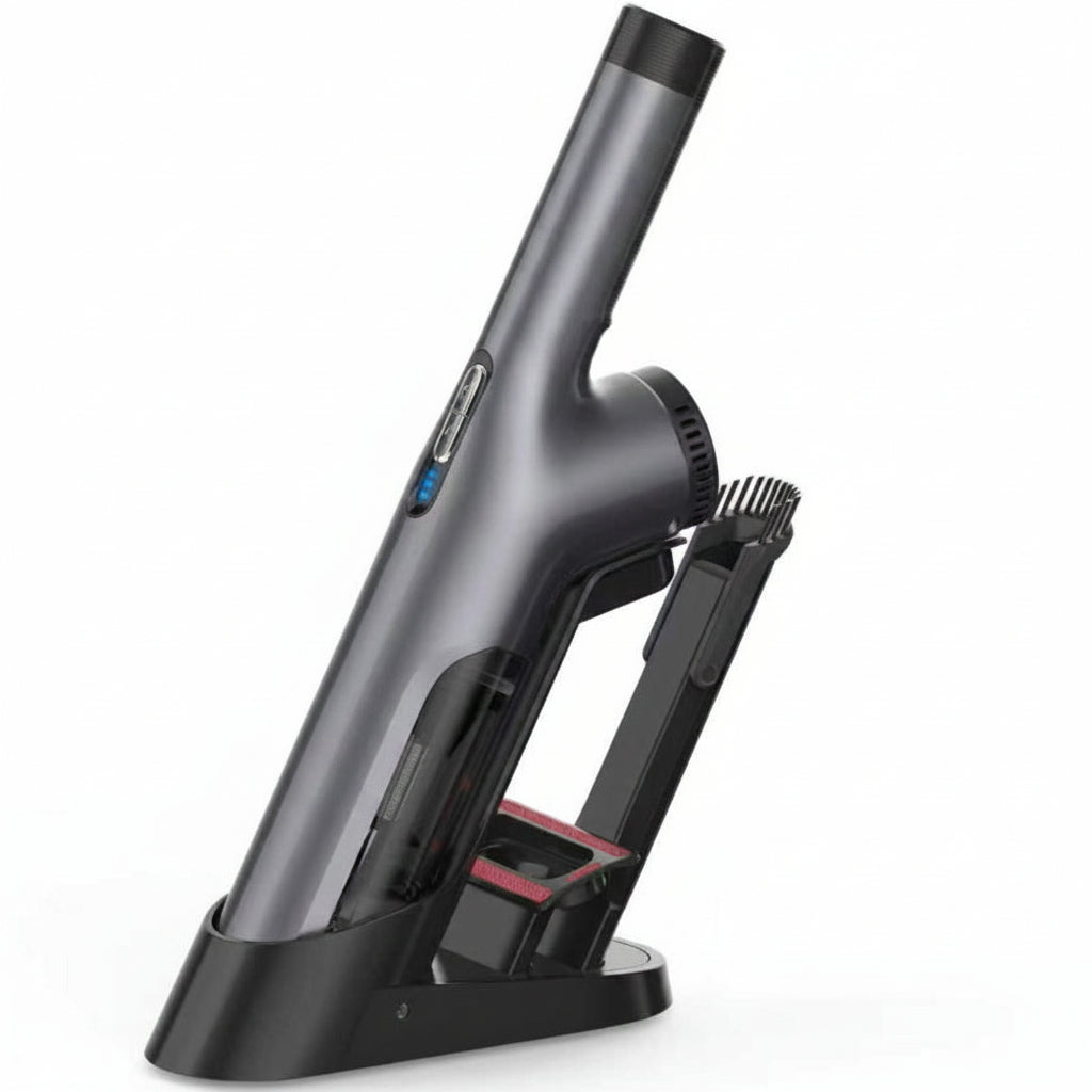 Portable rechargeable vacuum cleaner with push rod