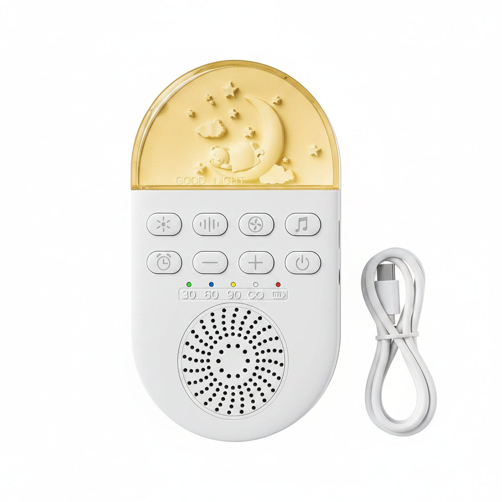 Portable white noise machine front view in white