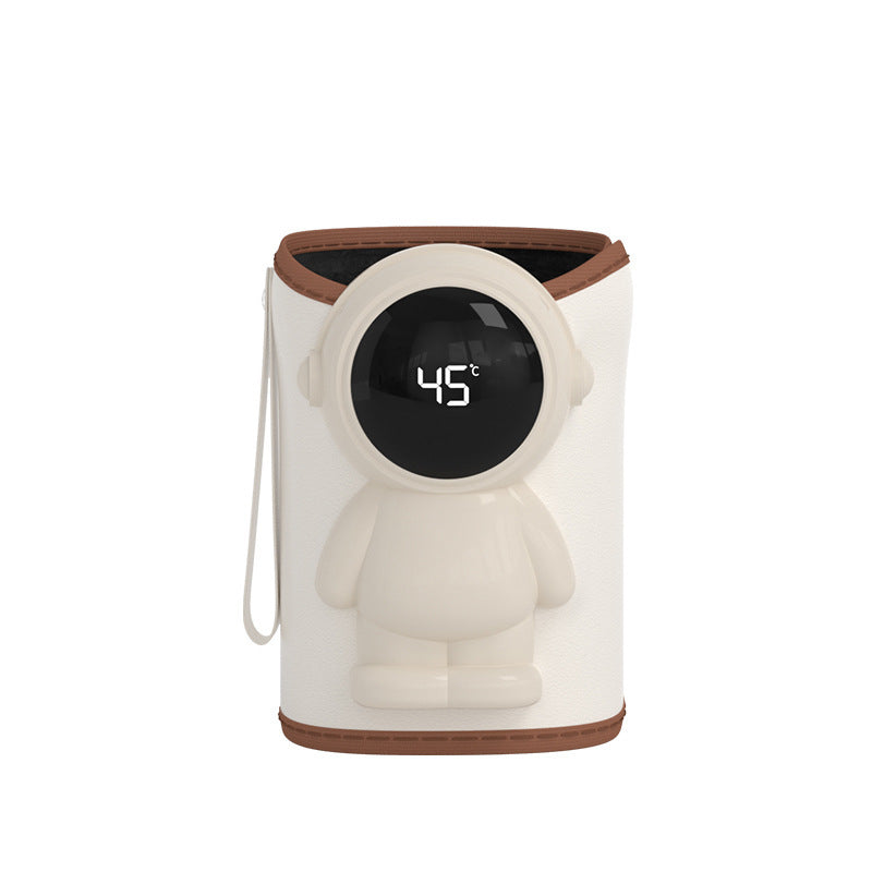 Portable baby bottle warmer with digital temperature display and insulated pouch