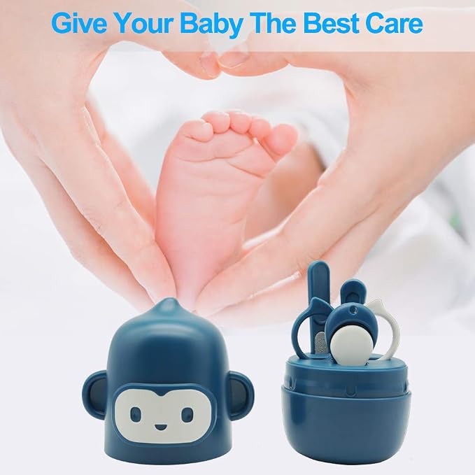 Portable newborn manicure kit with organized manual grooming instruments