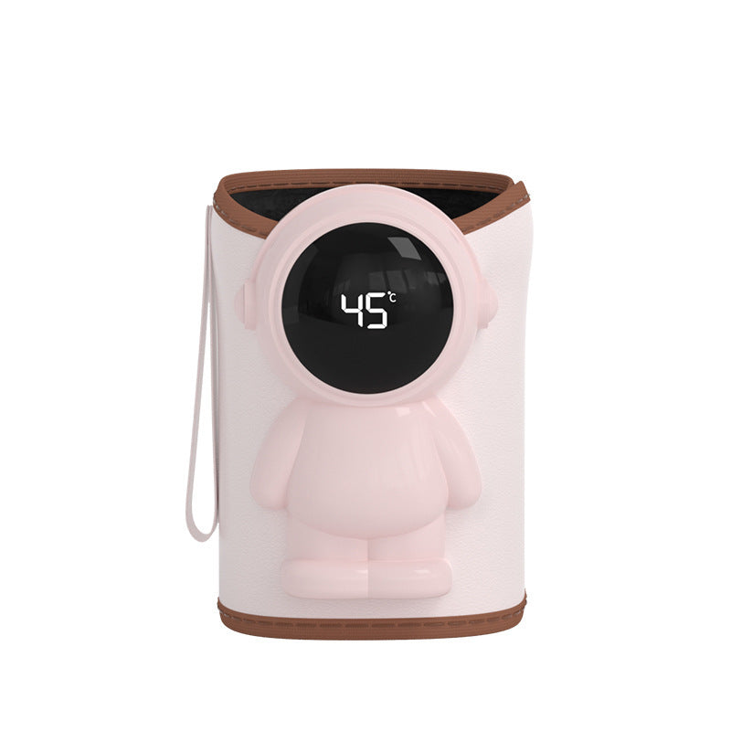 Portable newborn milk warmer with compact bottle holder and digital display