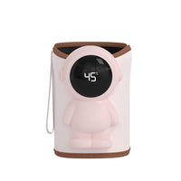 Portable newborn milk warmer with compact bottle holder and digital display