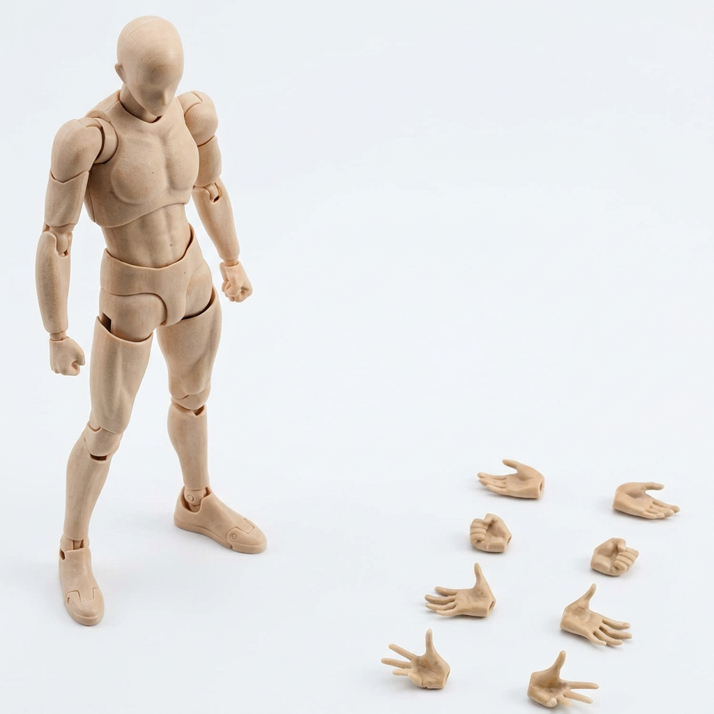 5.9 Inch Poseable Artist Action Figure – Drawing Model for Artists, Transparent Skin Tone