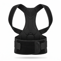 Front view of posture corrector back brace for men and women with adjustable straps for upper and lower body support