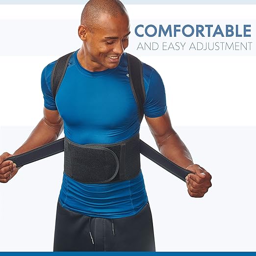 Posture corrector back brace for office, home, and fitness use, supporting upper and lower spine