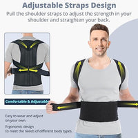 Large posture corrector back brace worn discreetly under clothing for neck, shoulder, and lumbar support