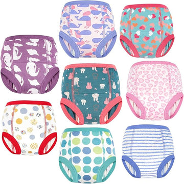 8 Pack potty training pants for toddler boys, soft cotton and absorbent design.