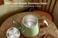 Gooseneck electric kettle for controlled pour-over coffee preparation