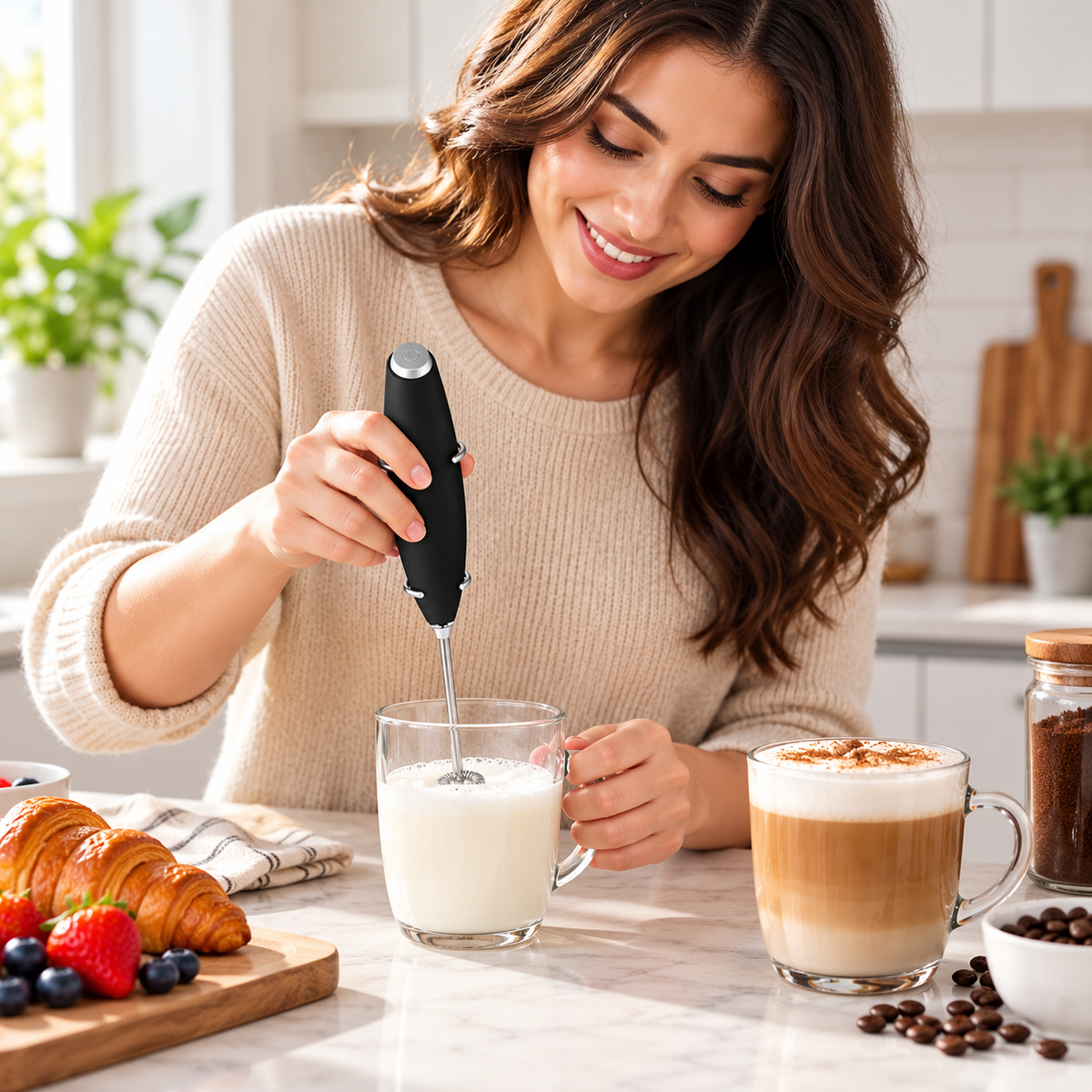 battery powered electric milk frother