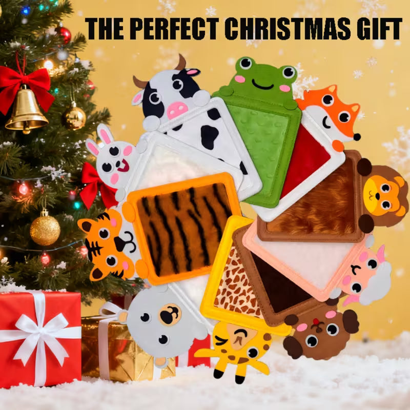 Preschool animal matching toy with felt pieces and textured mats