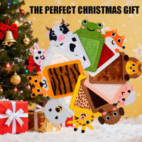 Preschool animal matching toy with felt pieces and textured mats