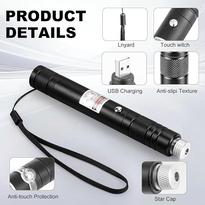 Presentation pointer front view with compact body