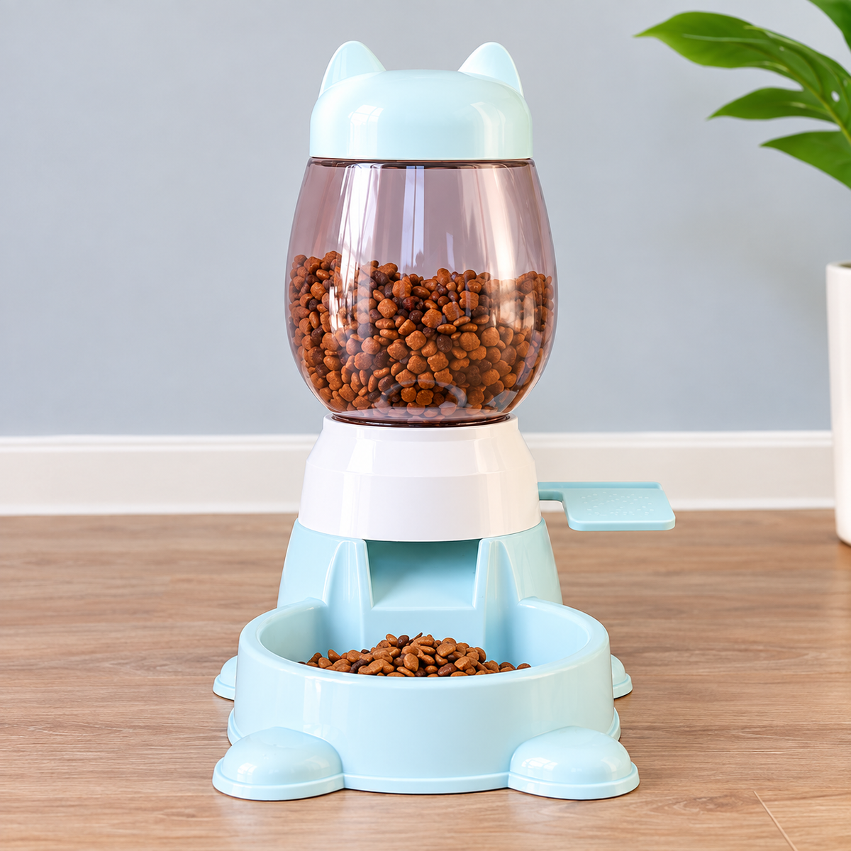 Press Activated Automatic Pet Feeder with Interactive Bowl