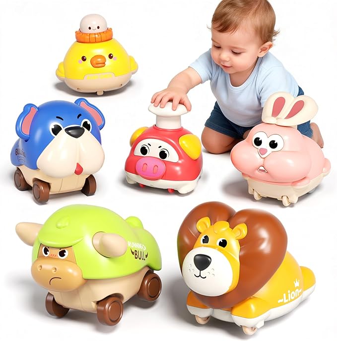 Press and go animal car toy set 6 pcs for babies and toddlers