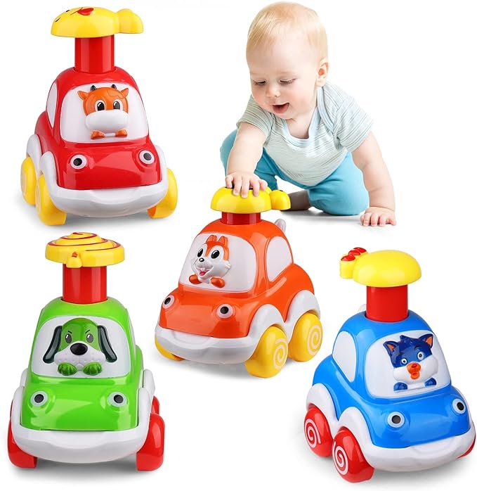 press and go animal car toy set 4 pcs for babies and toddlers