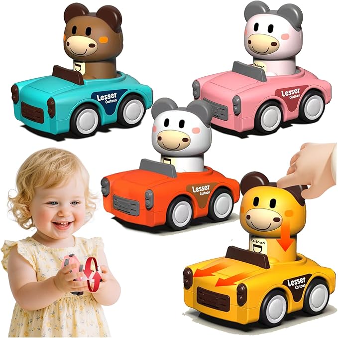 press and go animal car toy set for toddlers and babies