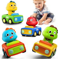 press and go animal dino car toy set for babies and toddlers