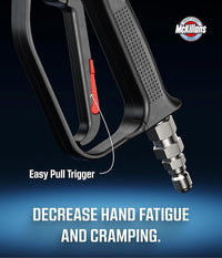 Side view showing swivel plug and ergonomic handle
