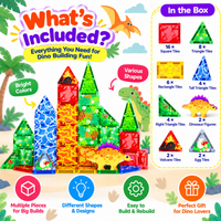 - Printed dinosaur magnetic sheet set featuring assorted dinosaur-themed illustrations.