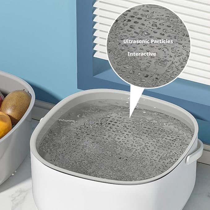 Produce washing device with practical removable drain baskeT