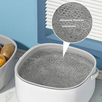 Produce washing device with practical removable drain baskeT