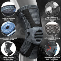 Side view of ergonomic professional knee brace showing adjustable compression and patella support
