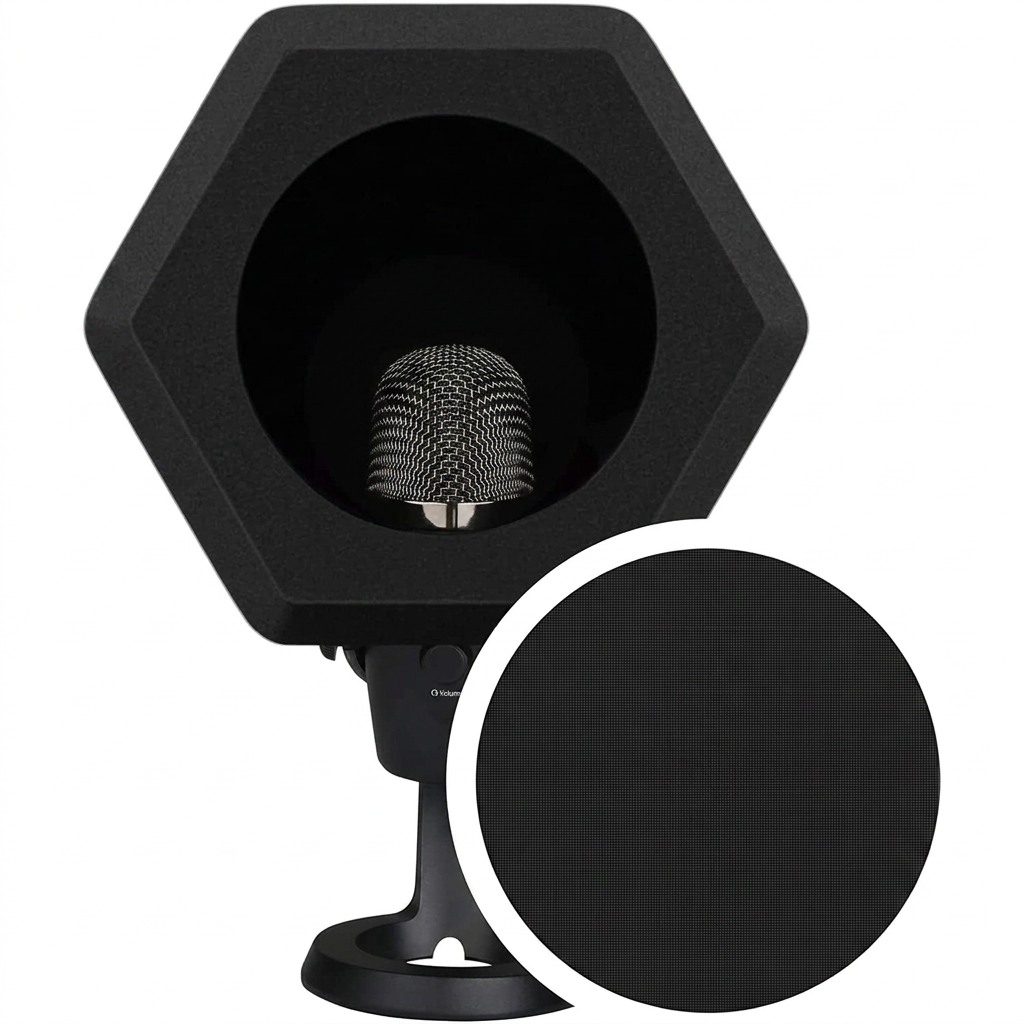 Professional Microphone Isolation Ball with 2-Layered Pop Filter and High-Density Foam for Noise Cancellation.