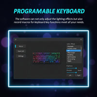 Gaming keyboard with programmable key support and matching wired mouse