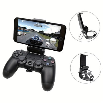 Mobile phone holder attached to PS4 controller