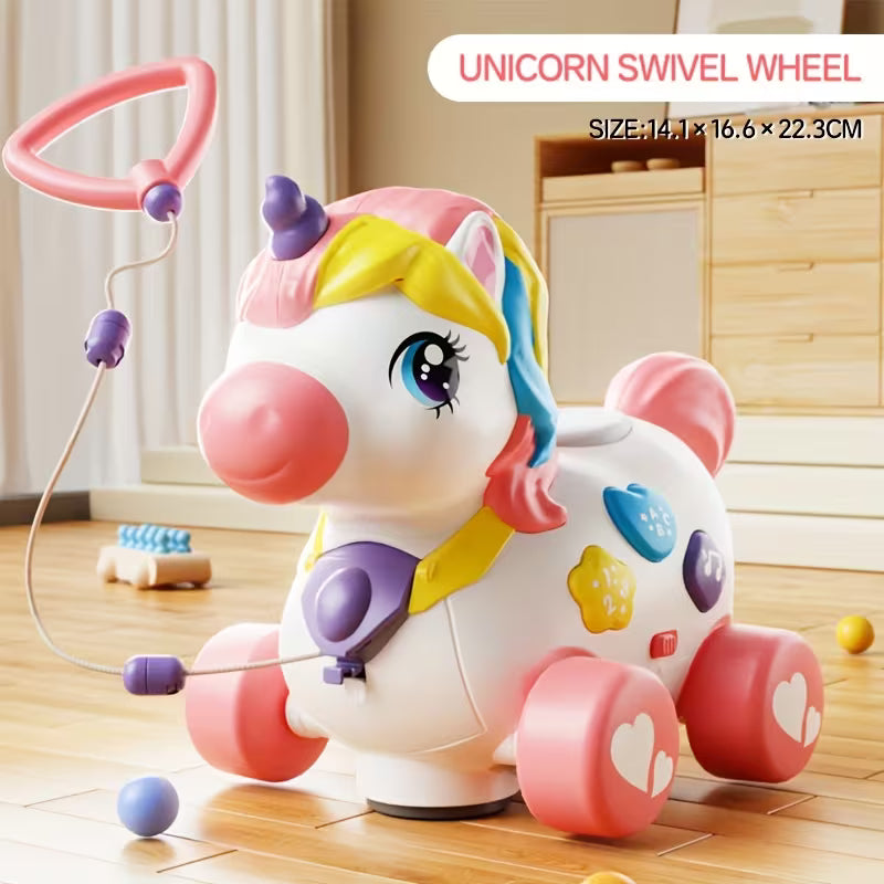 Pull along musical baby toy for toddlers with colorful design and activity play functions