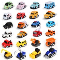 24 pcs pull back city cars and trucks toy set for kids