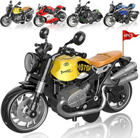 Pull back motorcycle toy set 4 pack with lights and sound