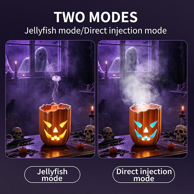 Pumpkin-style diffuser with jellyfish mist effect